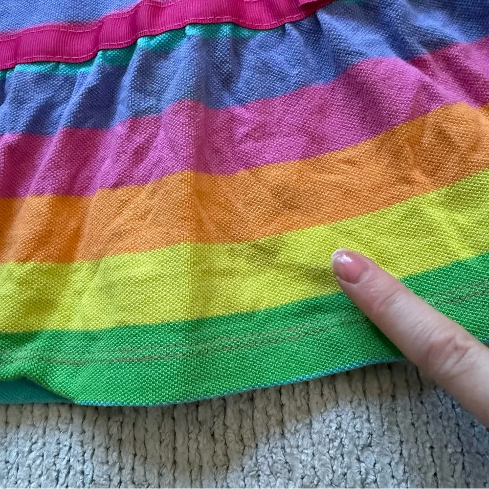 Carter’s‎ Girls Rainbow Stripe Polo Dress Size 4 Short Sleeve Colorful Timeless
